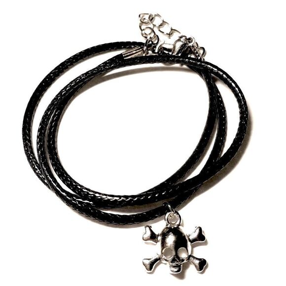 Minimalist, Stainless Steel Skull & Crossbones, W/ Adjustable Rope Necklace - Picture 8 of 12